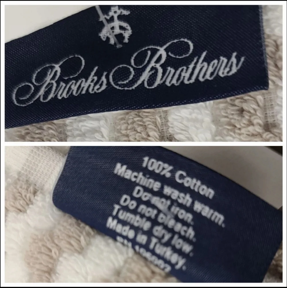 6pc BROOKS BROTHERS Tan White THICK PLUSH Bath Hand Tip TURKISH Towel Set New - Picture 7 of 8